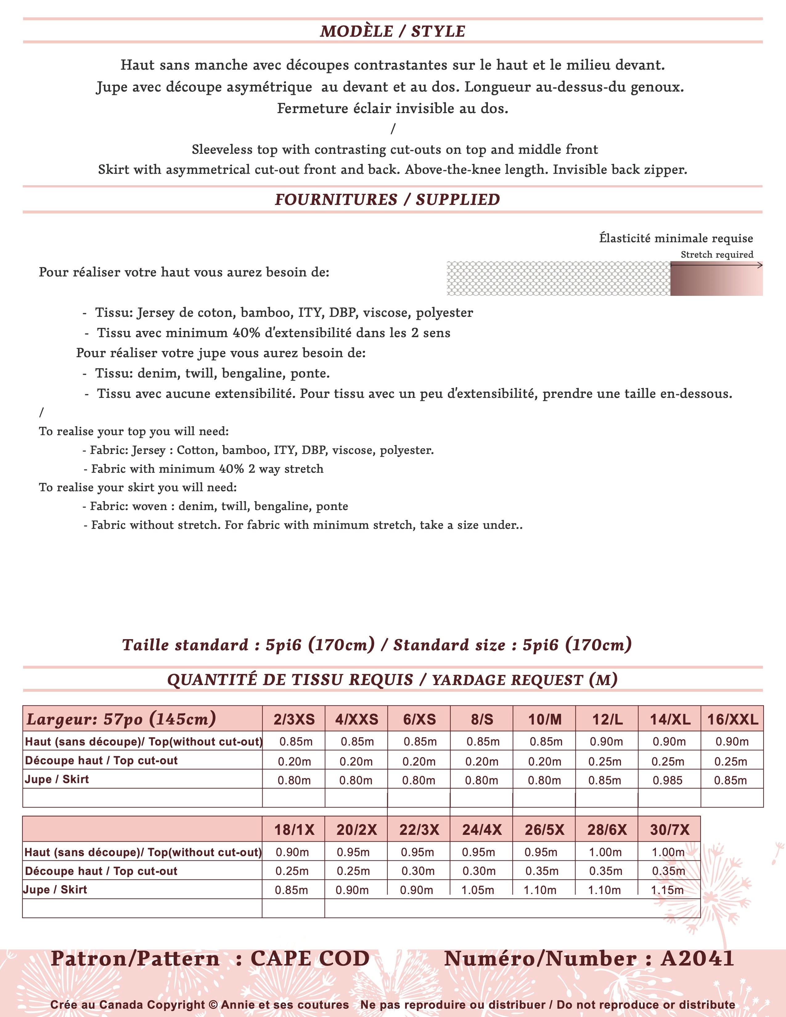 CAPE COD top and skirt set