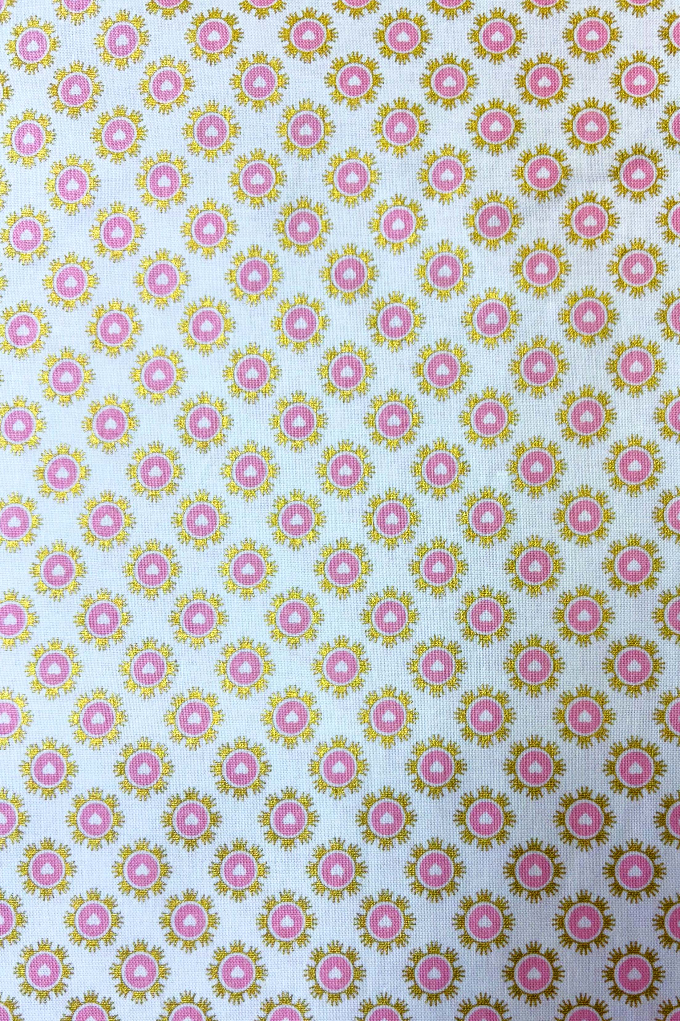 Pink/gold flower poplin