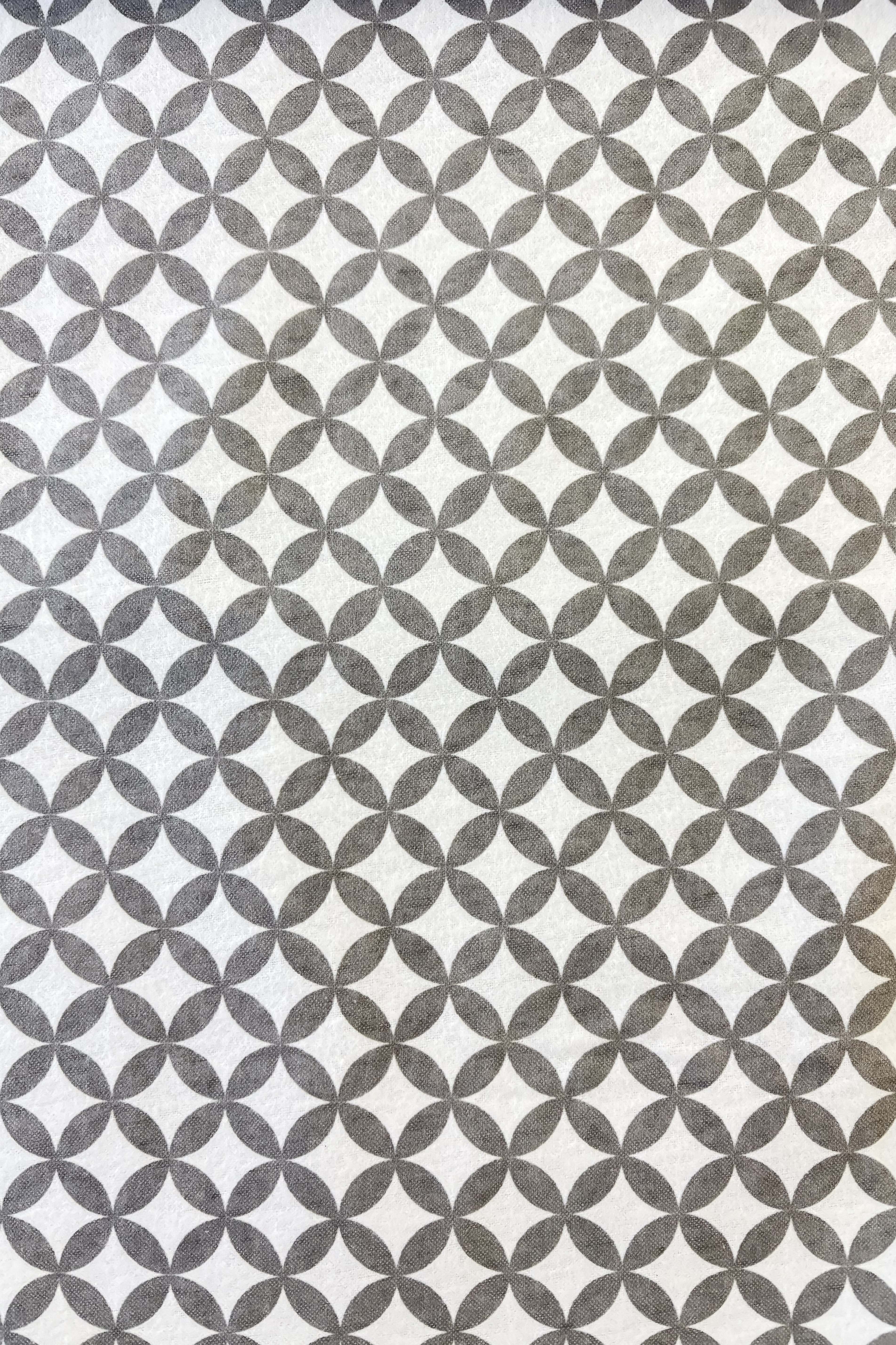 Grey printed white flannel