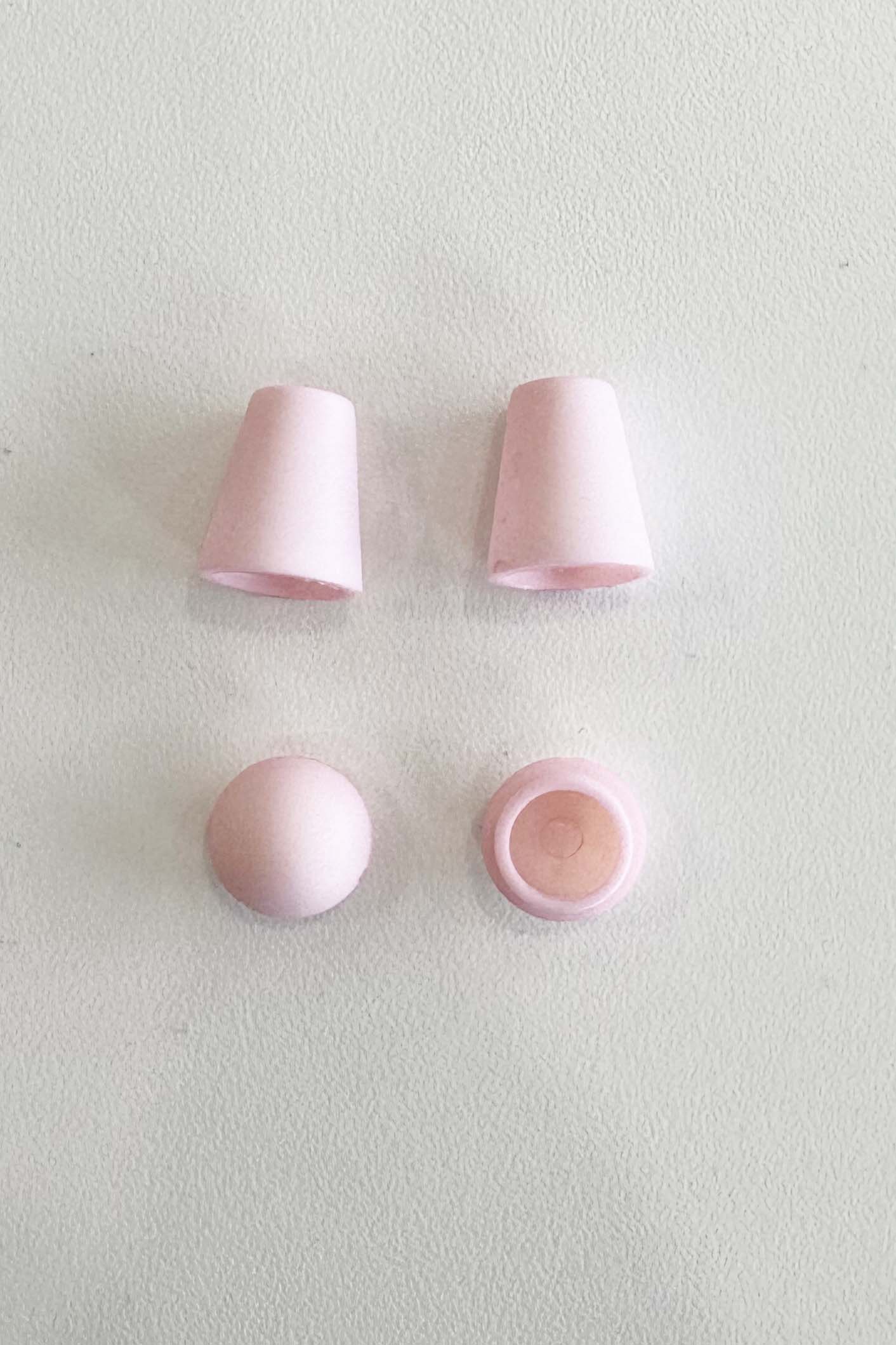 Closed cord end cap - pink cylinder - Set of 2
