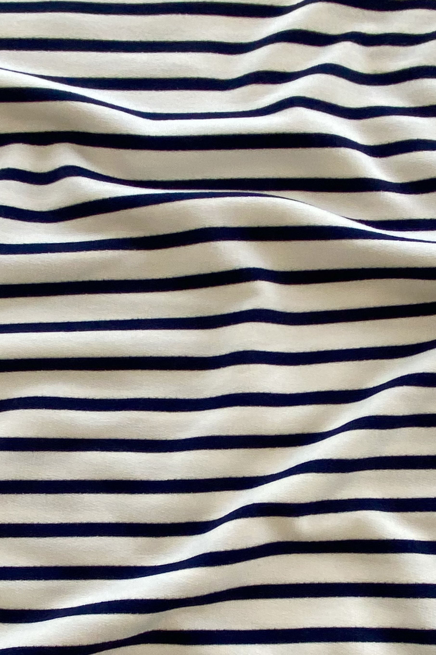 French terry mince - blanc rayé marine