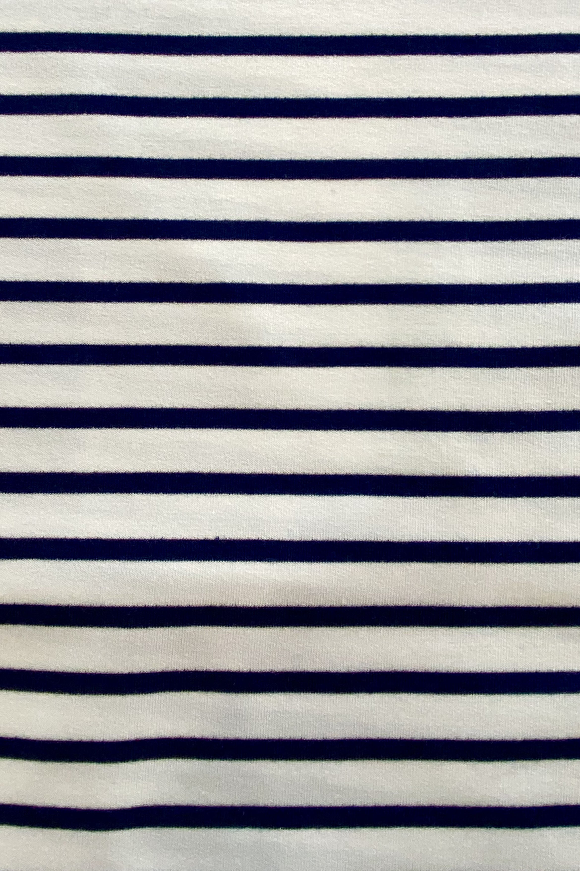 French terry mince - blanc rayé marine