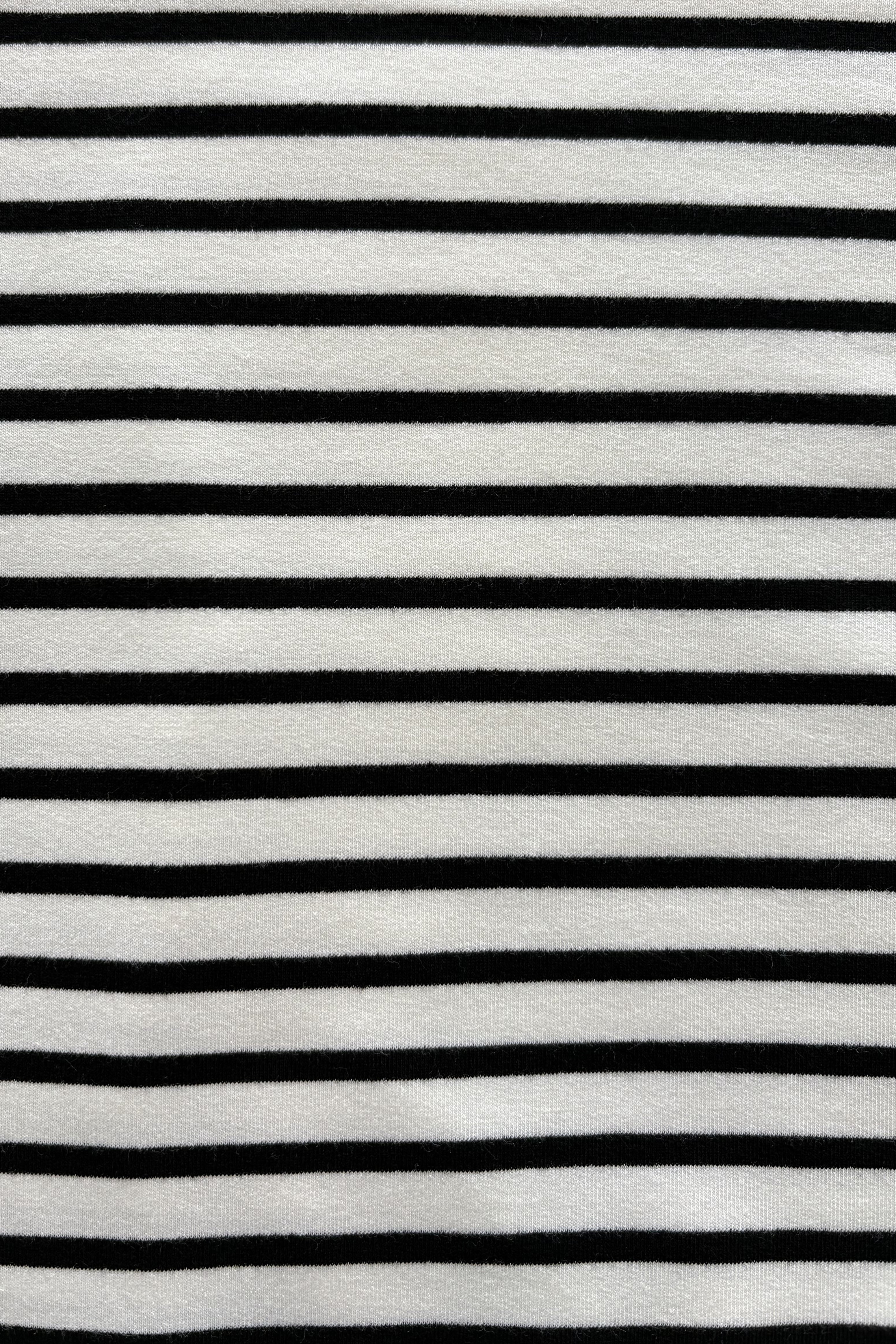 French terry mince - blanc rayé noir
