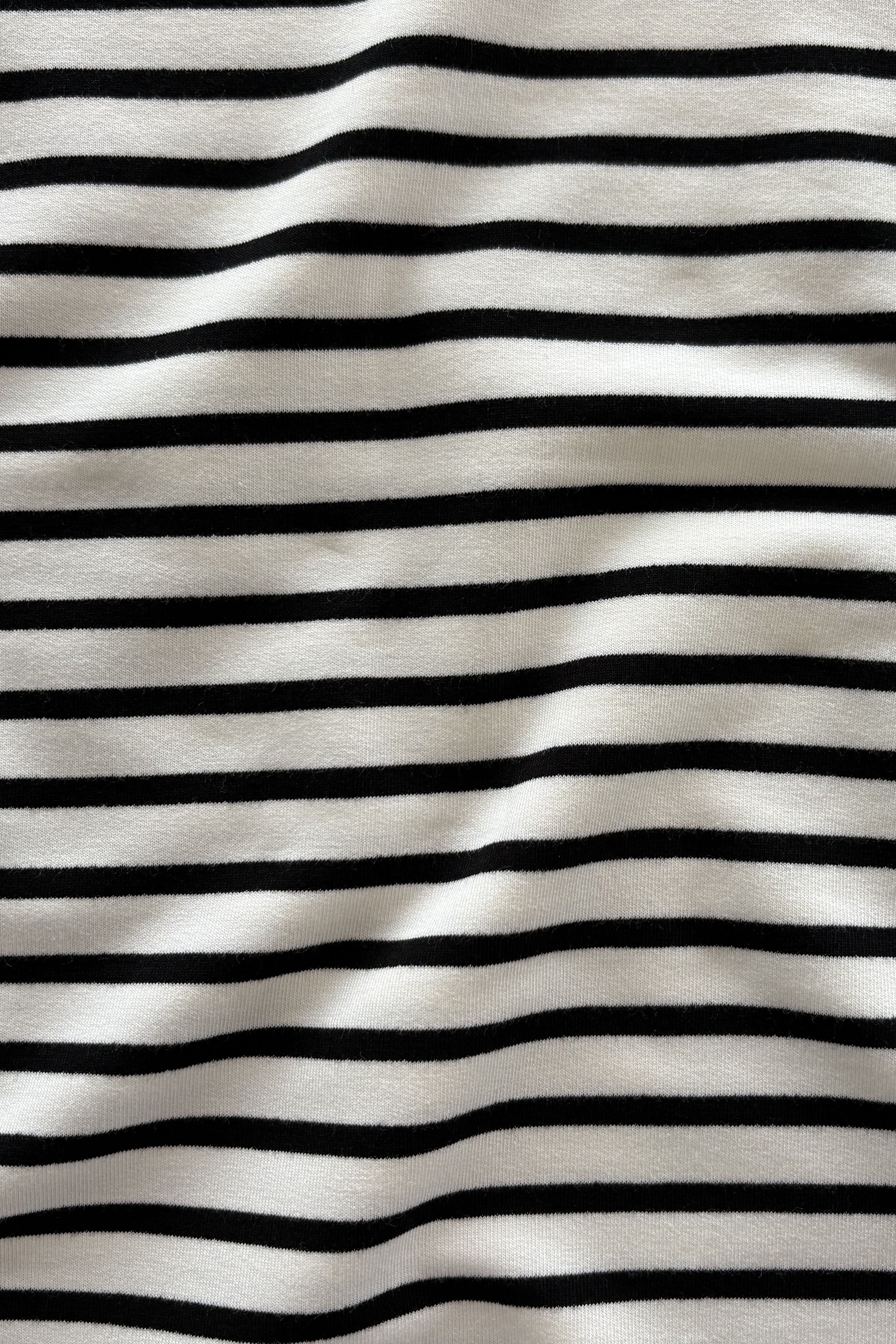 French terry mince - blanc rayé noir